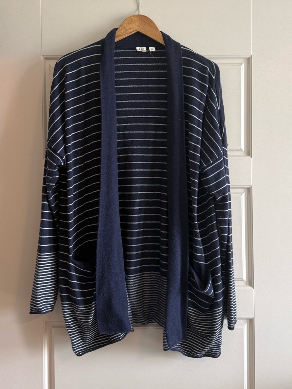GAP | Navy and White Striped Open-Front Cardigan